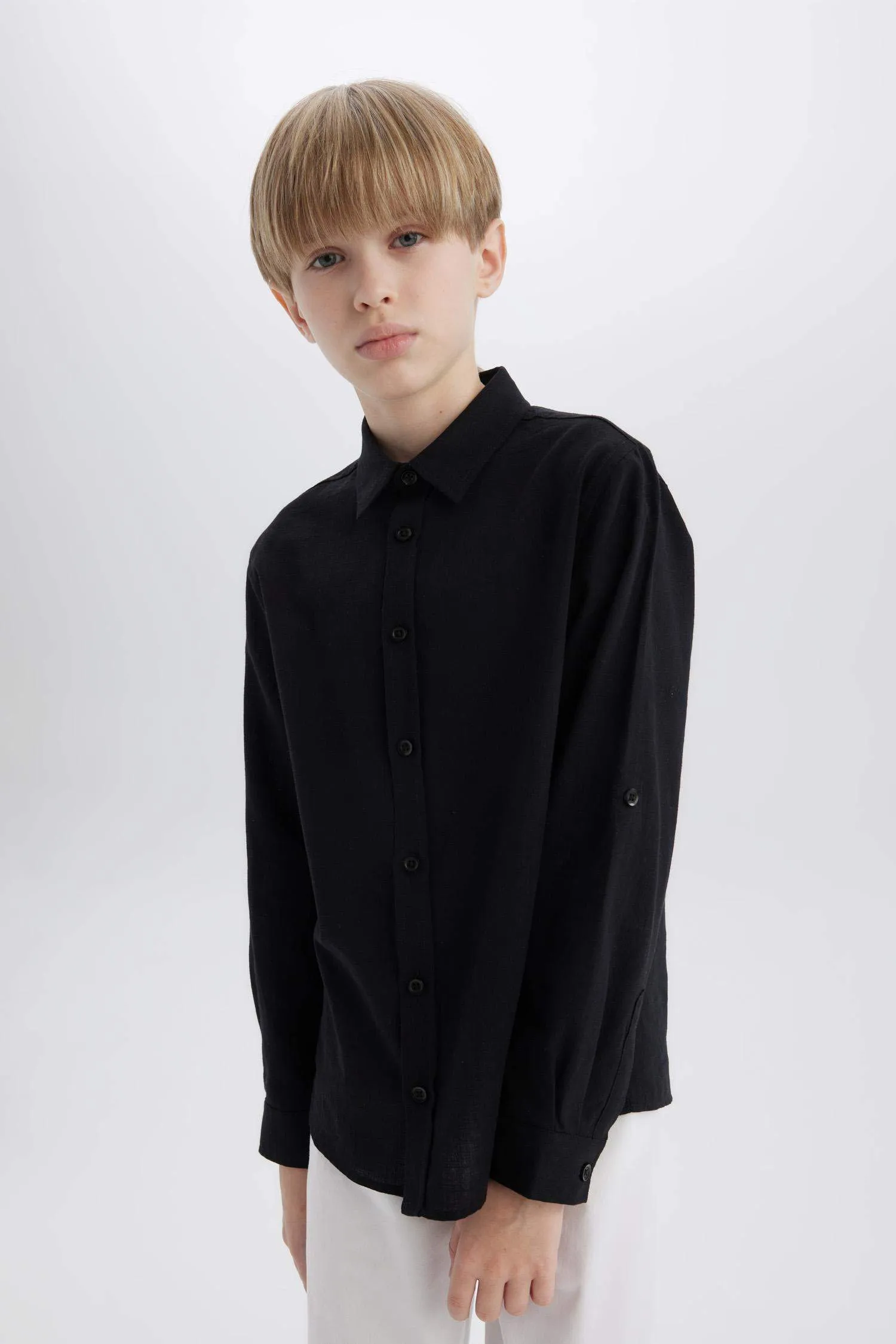 Boy Regular Fit Linen Look Shirt