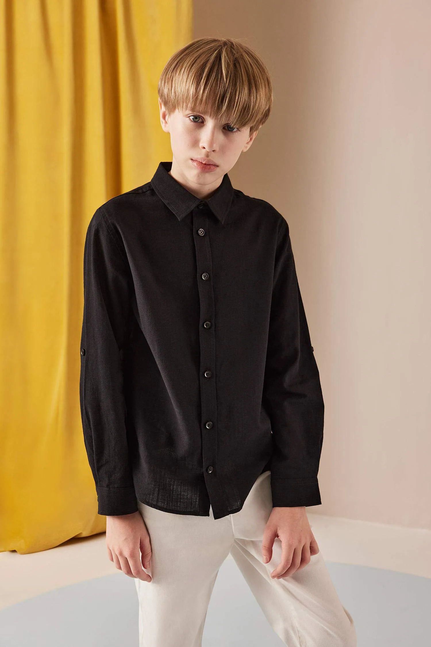 Boy Regular Fit Linen Look Shirt