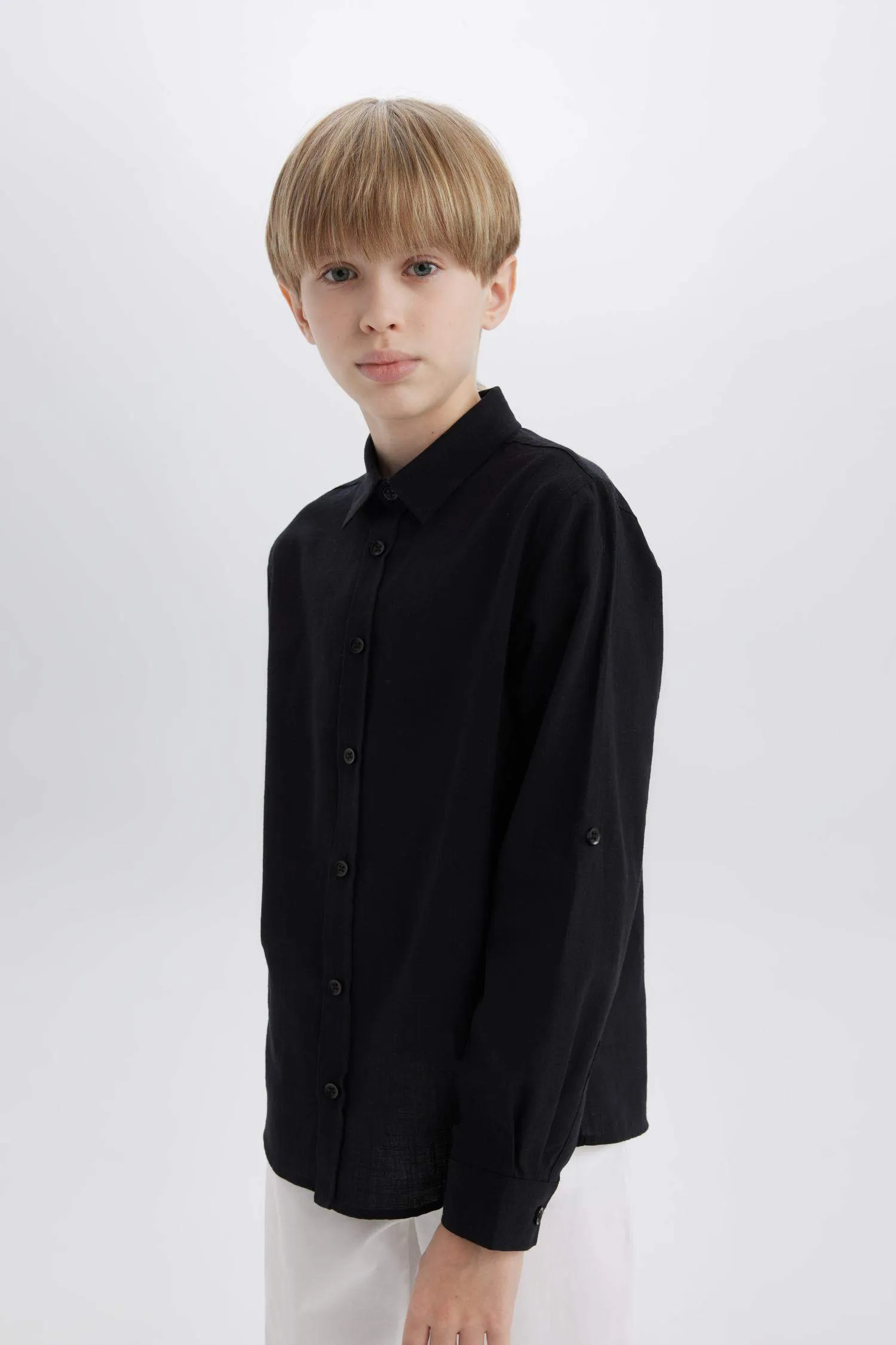 Boy Regular Fit Linen Look Shirt