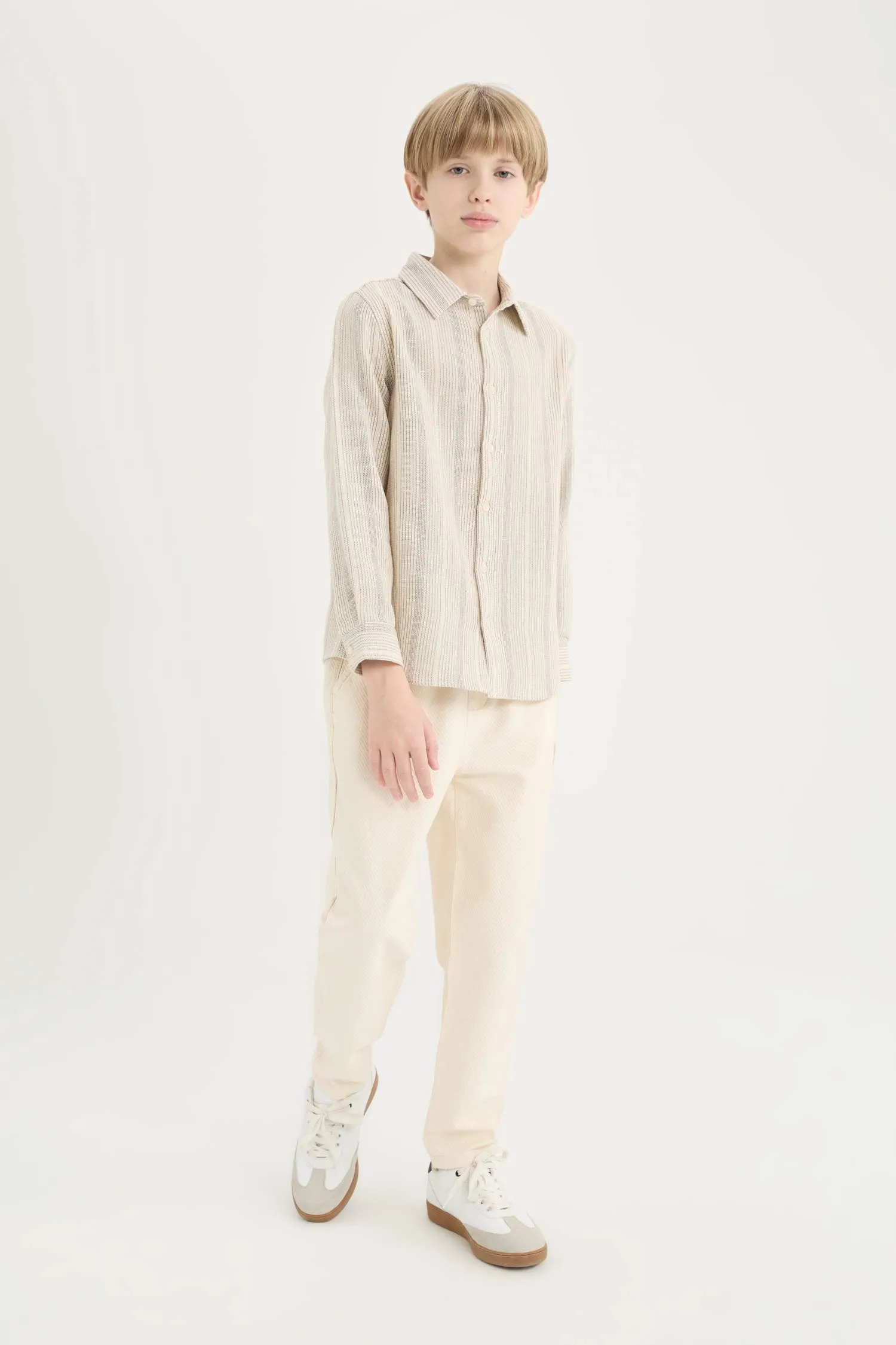 Boy Regular Fit Polo Collar Striped Shirt