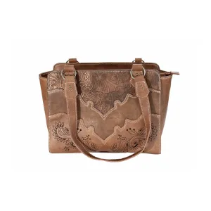 Brown Faux Leather Handbag - Western Style