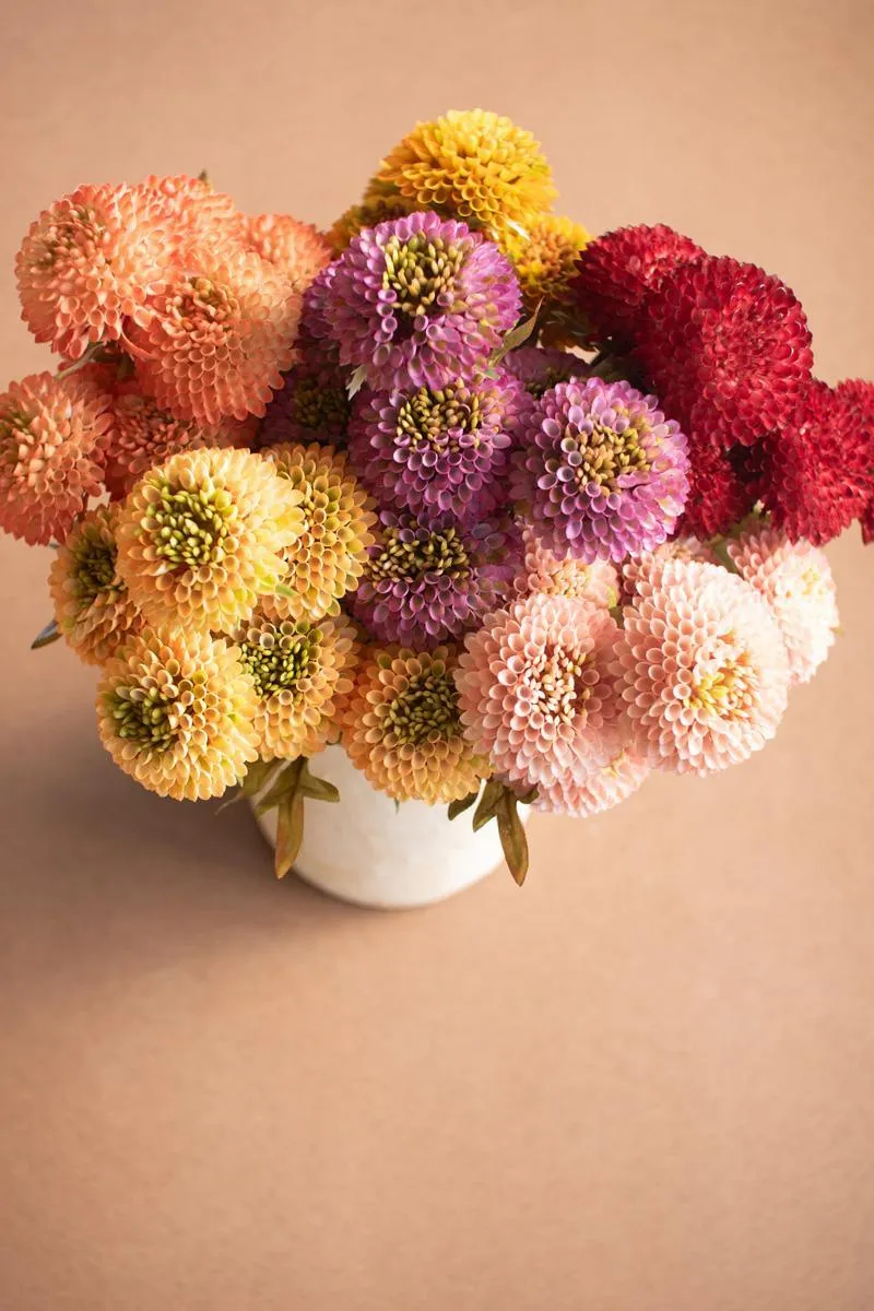 Bundle of 7 Artificial Purple Ball Dahlias (Pack of 6)