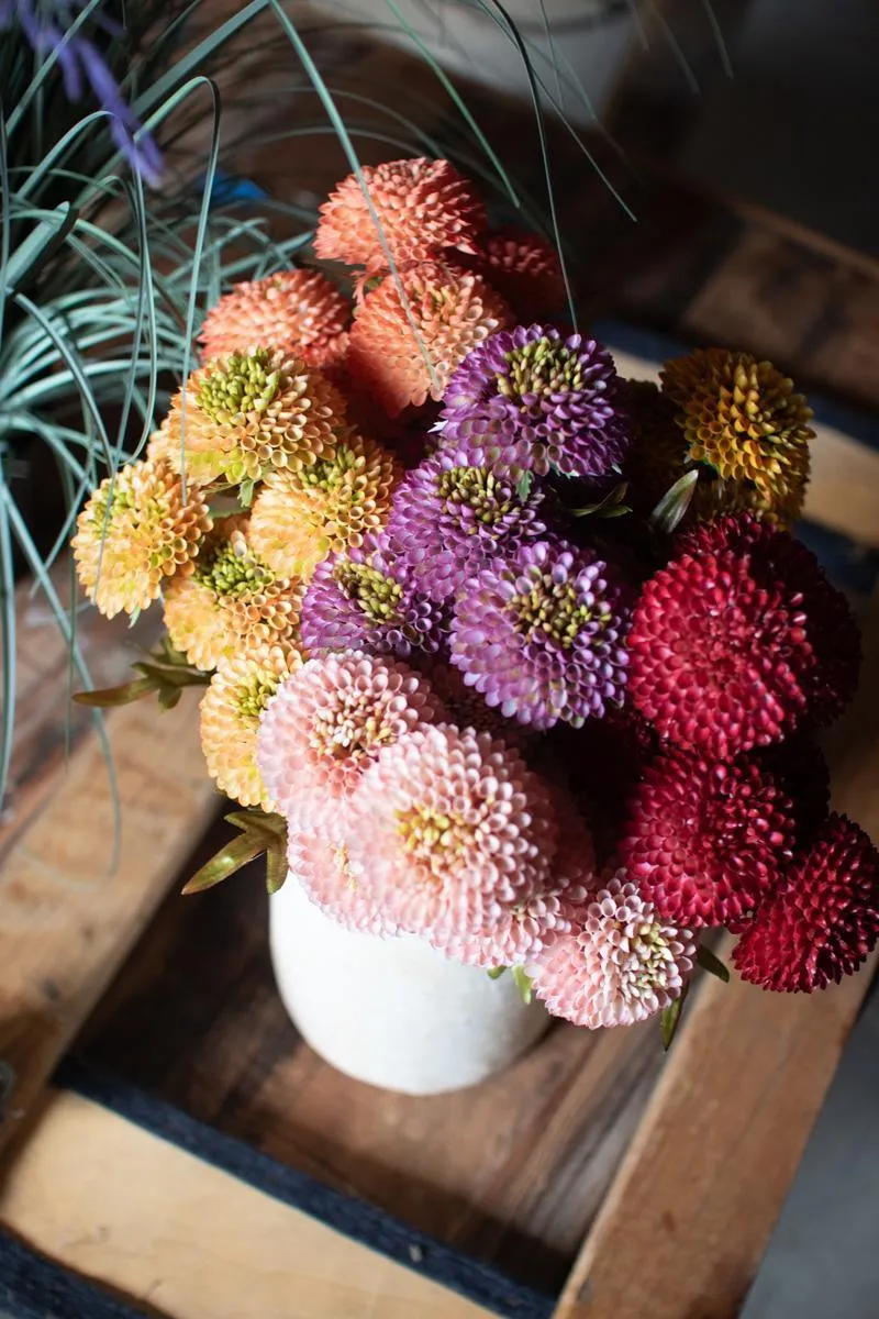 Bundle of 7 Artificial Purple Ball Dahlias (Pack of 6)