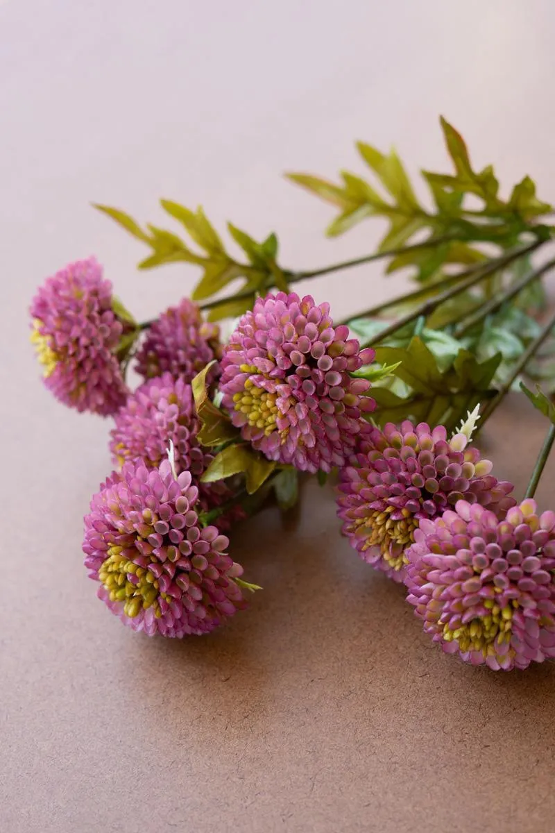 Bundle of 7 Artificial Purple Ball Dahlias (Pack of 6)