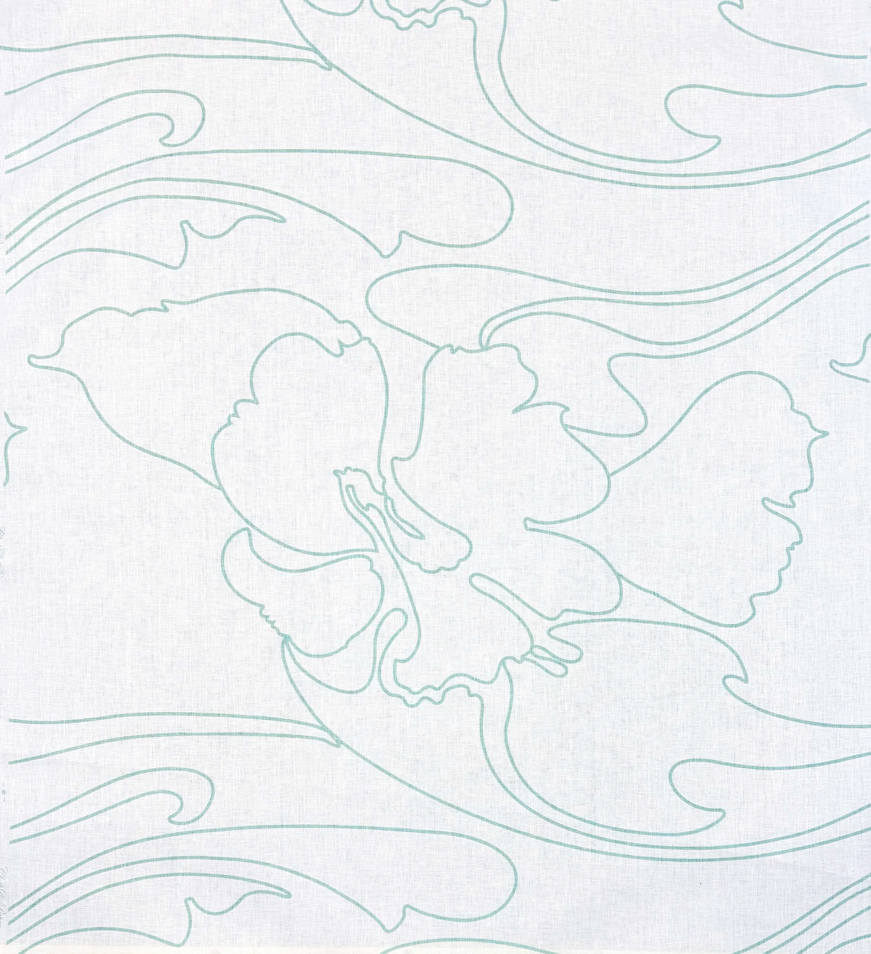 Cloth & Paper Fabric: Capri - Custom Aqua on White Luna Cloth