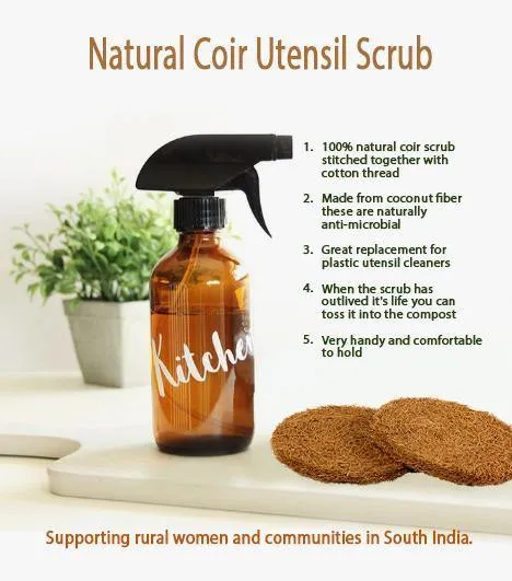 Coconut Coir Utensil and  Dish Washing Pads/Scrubs (6 pack/12 pack)