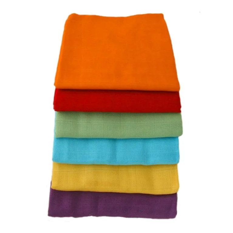 Coloured Muslin Squares 6pk