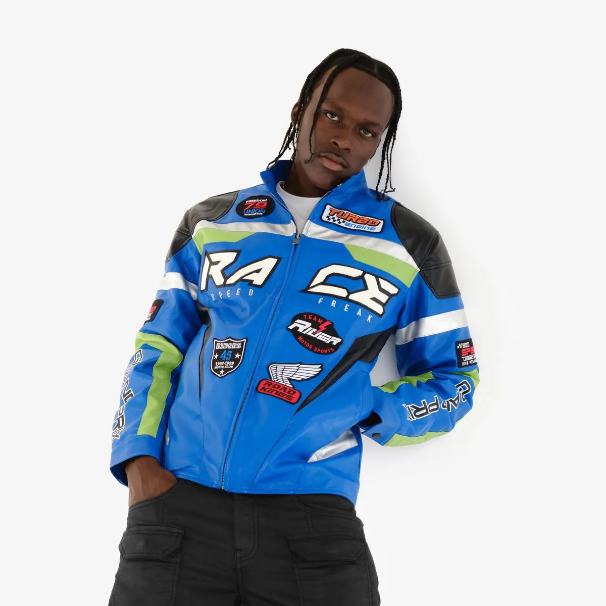 Copper Rivet - Blue Race  Moto PU Jacket