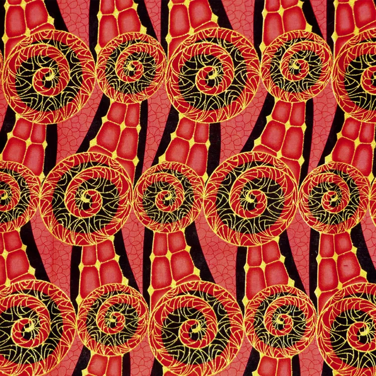 CORAL & BLACK AFRICAN SPIRALS NAPKIN SET
