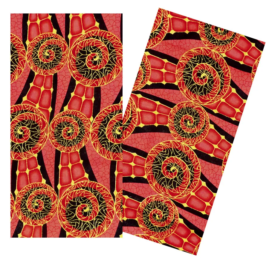 CORAL & BLACK AFRICAN SPIRALS NAPKIN SET
