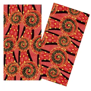 CORAL & BLACK AFRICAN SPIRALS NAPKIN SET