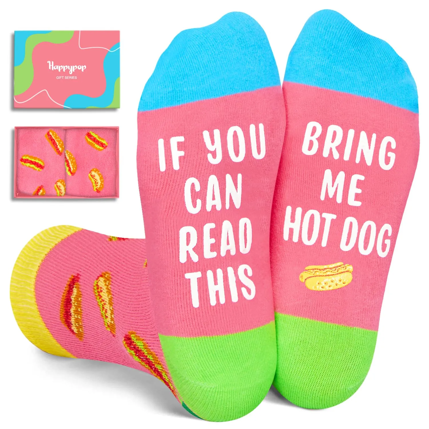 Crazy Socks for Kids - Boys Girls Socks Hot Dog Socks Hot Dog Gifts, If You Can Read This