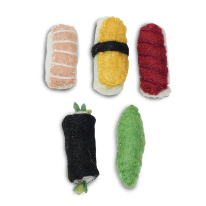 Dharma Dog Karma Cat Sushi Wool Cat Toy, 3-pack