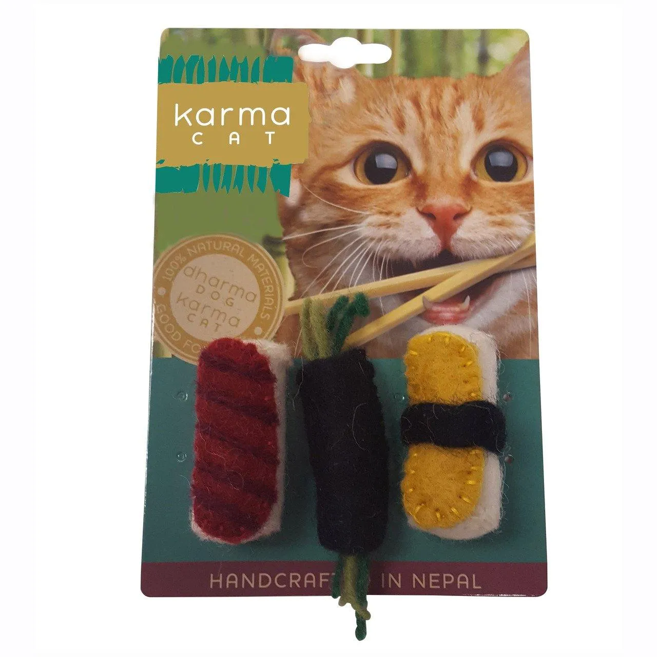 Dharma Dog Karma Cat Sushi Wool Cat Toy, 3-pack