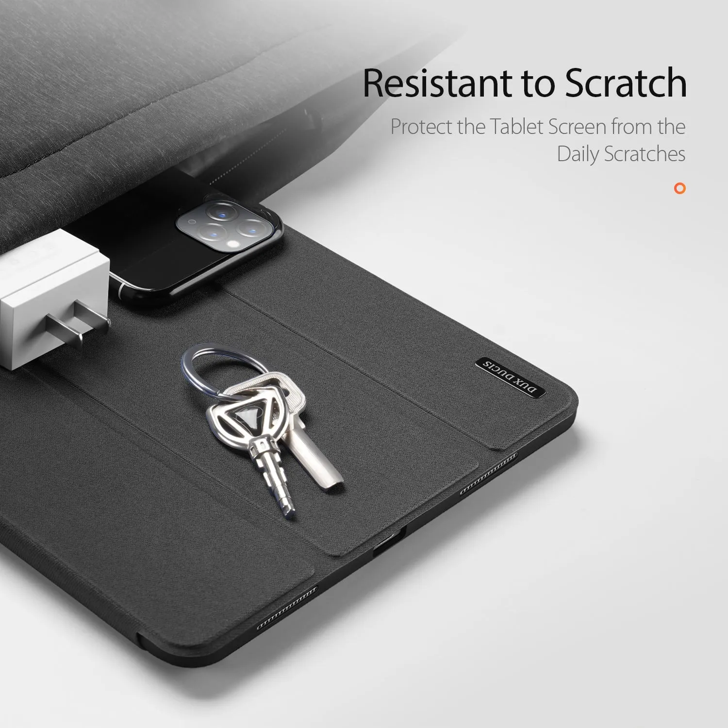 DUX DUCIS for iPad Pro 12.9 2020 Fall Resistant Smart Stay Cover Leather Protective Case with Pen Holder  black