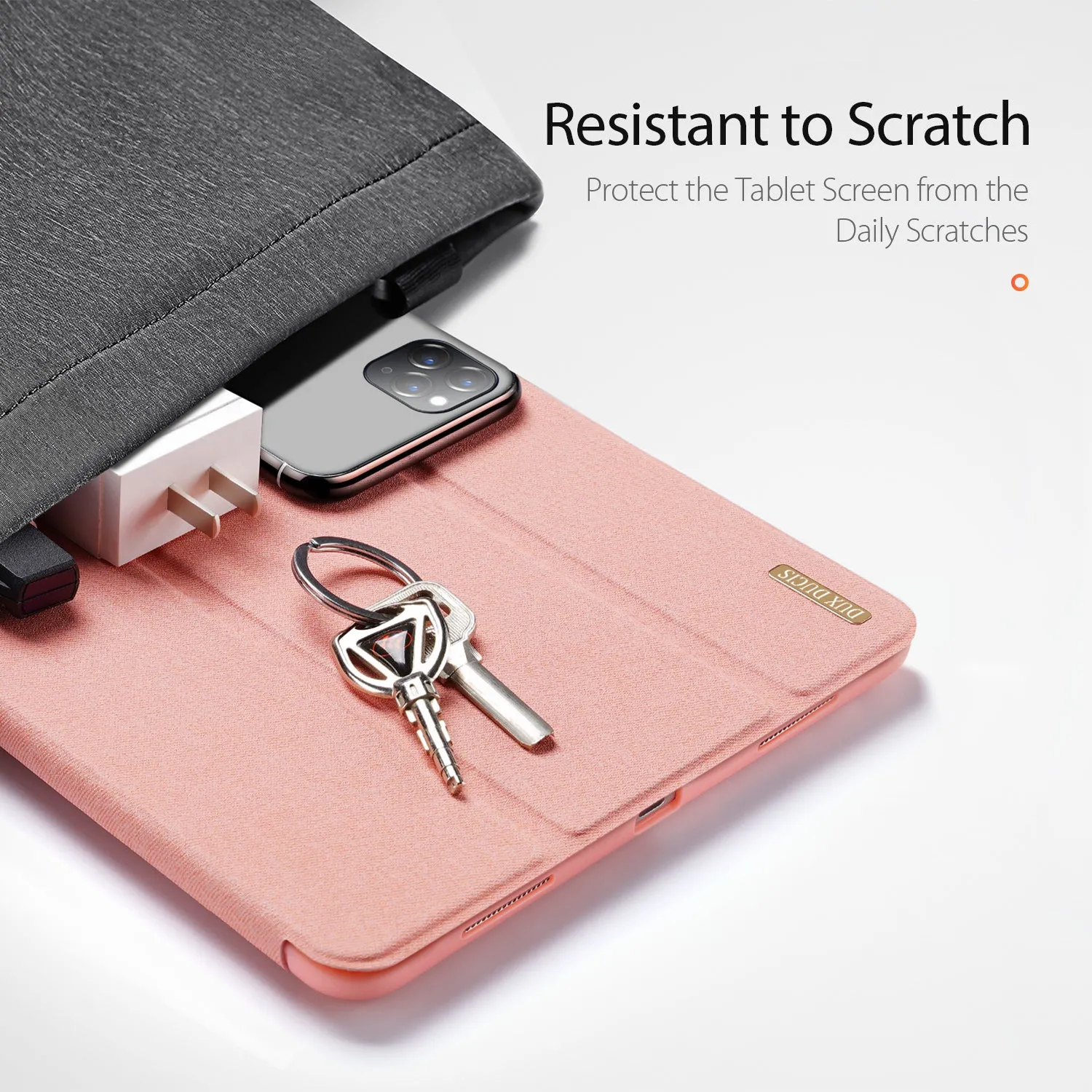DUX DUCIS for iPad Pro 12.9 2020 Fall Resistant Smart Stay Cover Leather Protective Case with Pen Holder  Pink