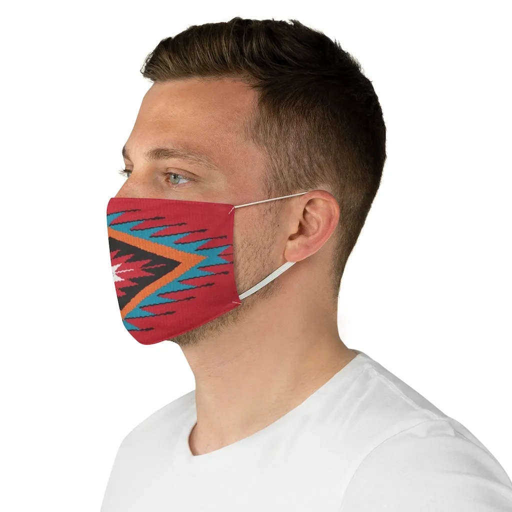 Ethnic Red and Blue Colorful Pattern Printed Fabric Face Mask Aztec Tribal