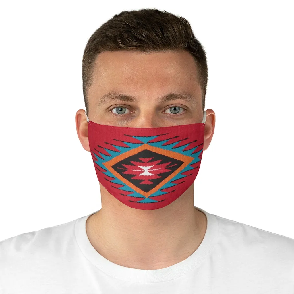 Ethnic Red and Blue Colorful Pattern Printed Fabric Face Mask Aztec Tribal