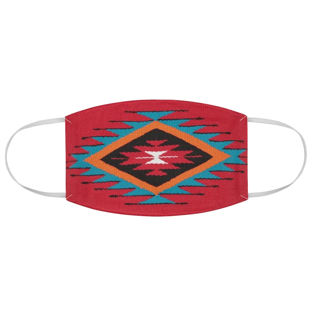 Ethnic Red and Blue Colorful Pattern Printed Fabric Face Mask Aztec Tribal