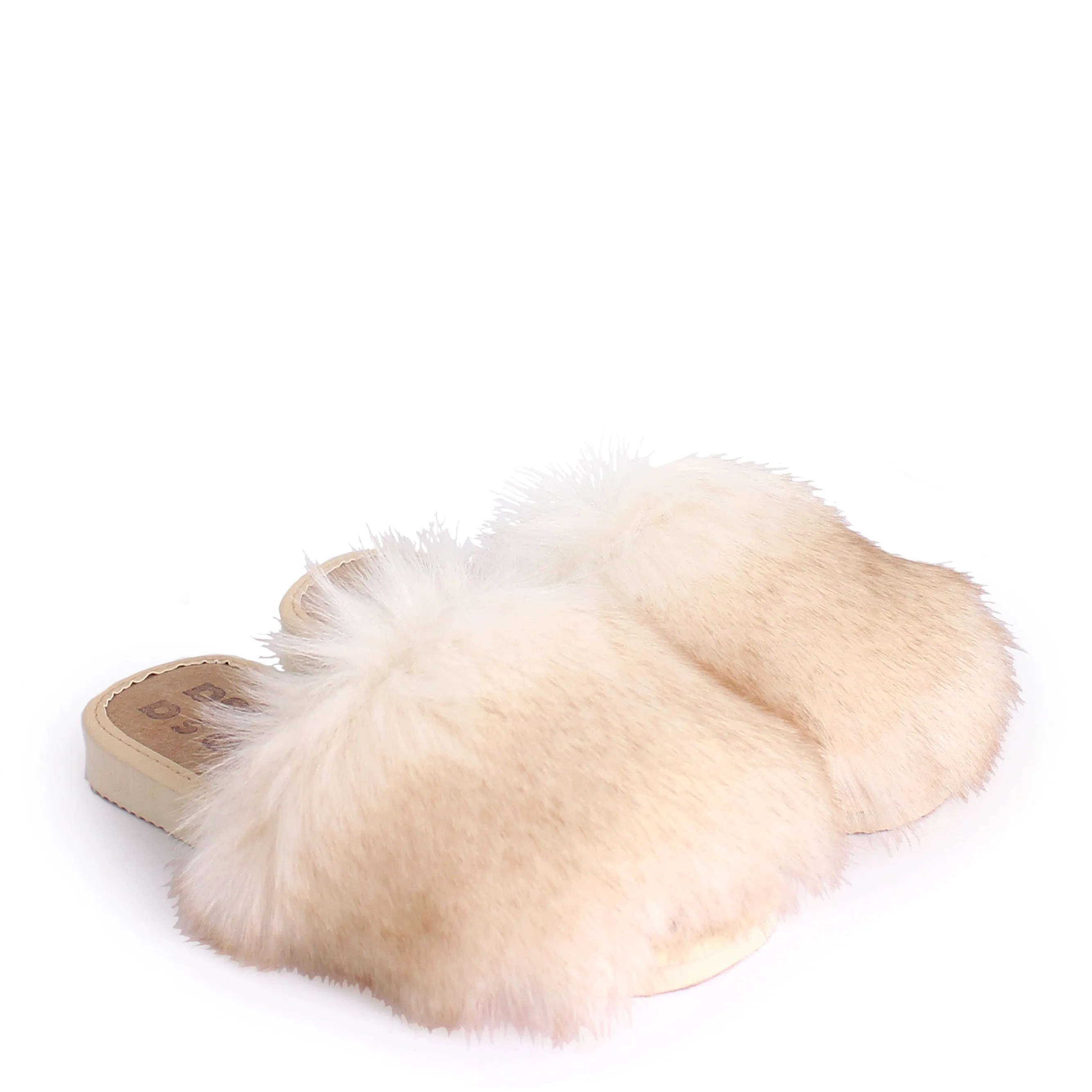 Faux Fur Slippers   White Fox