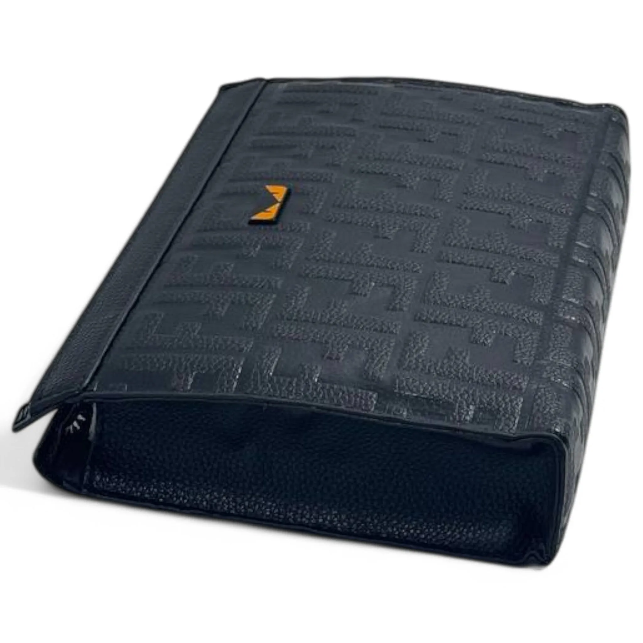 Fendi Black FF Embossed Leather Pouch with Monster Eyes Detail