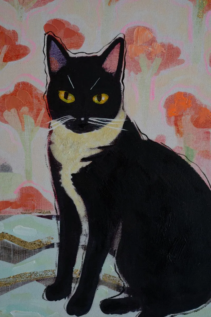 Framed Yellow and Green Cat