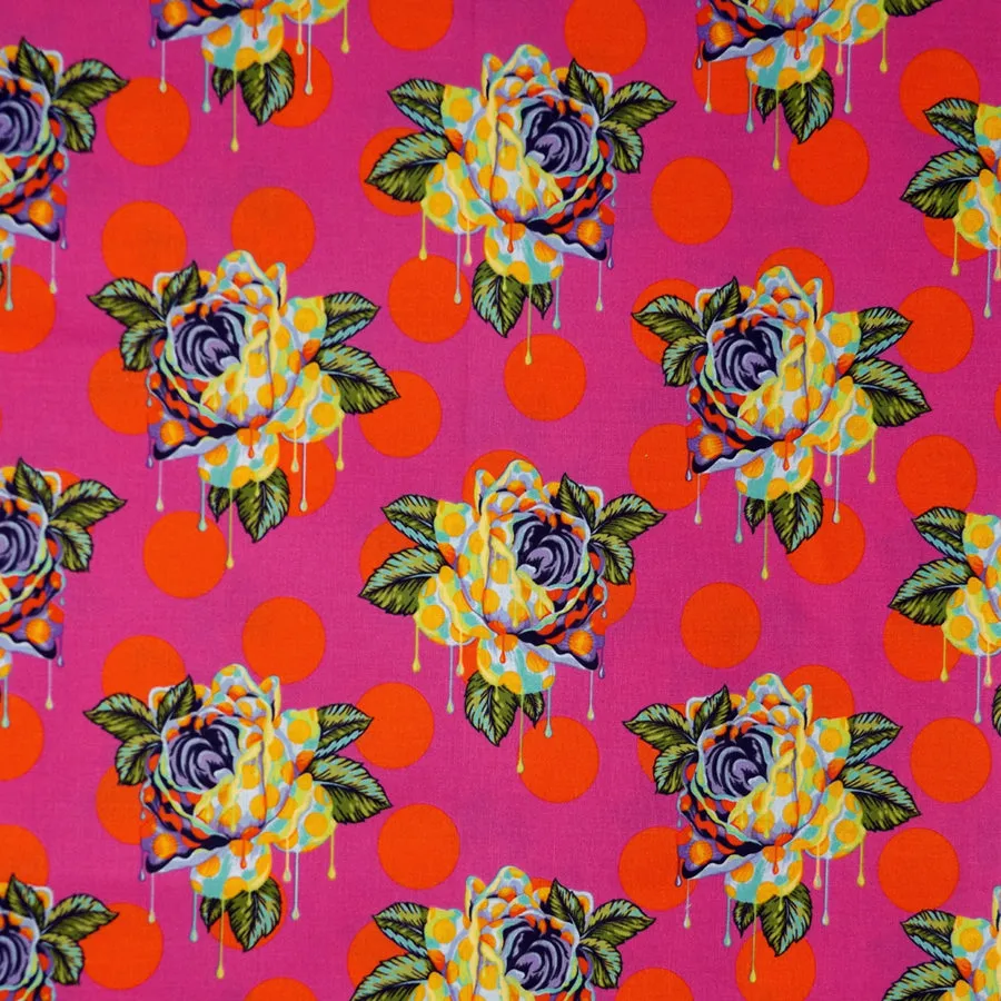 FUCHSIA & MULTICOLOR PAINTED ROSES NAPKIN SET