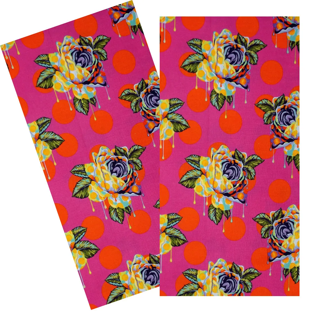 FUCHSIA & MULTICOLOR PAINTED ROSES NAPKIN SET