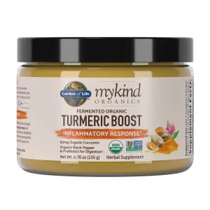 Garden of Life mykind Organics Cúrcuma Boost Respuesta inflamatoria 4.76 oz (135g) Polvo - 500mg de Curcumina (95% Curcuminoides) y Probióticos, Orgánicos sin OMG veganos y sin gluten Suplementos de hierbas