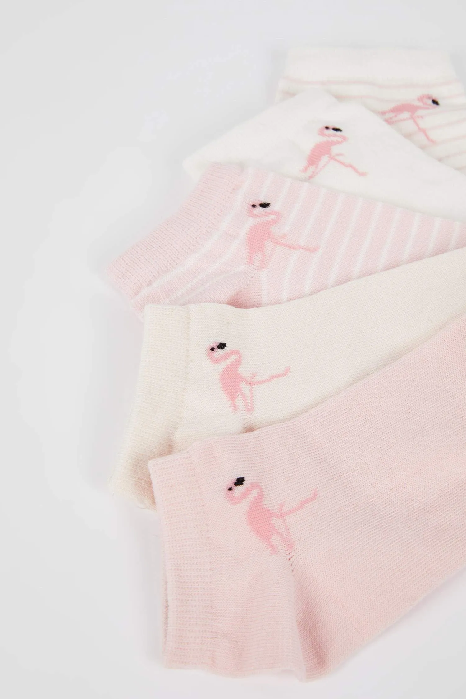 Girl 5 Pcs Cotton and Flamingo Printed Patik Socks