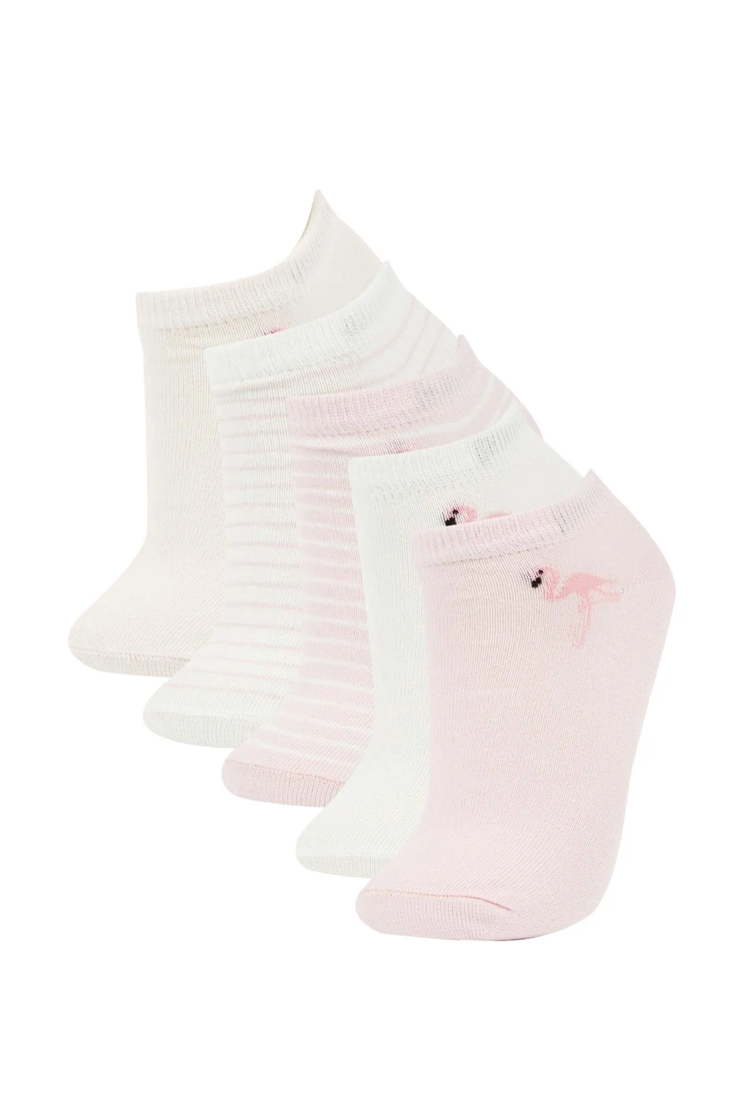 Girl 5 Pcs Cotton and Flamingo Printed Patik Socks