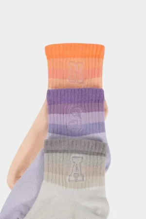 Girl Child 3 Pcs Cotton Long Socks with Comfortable Rubber