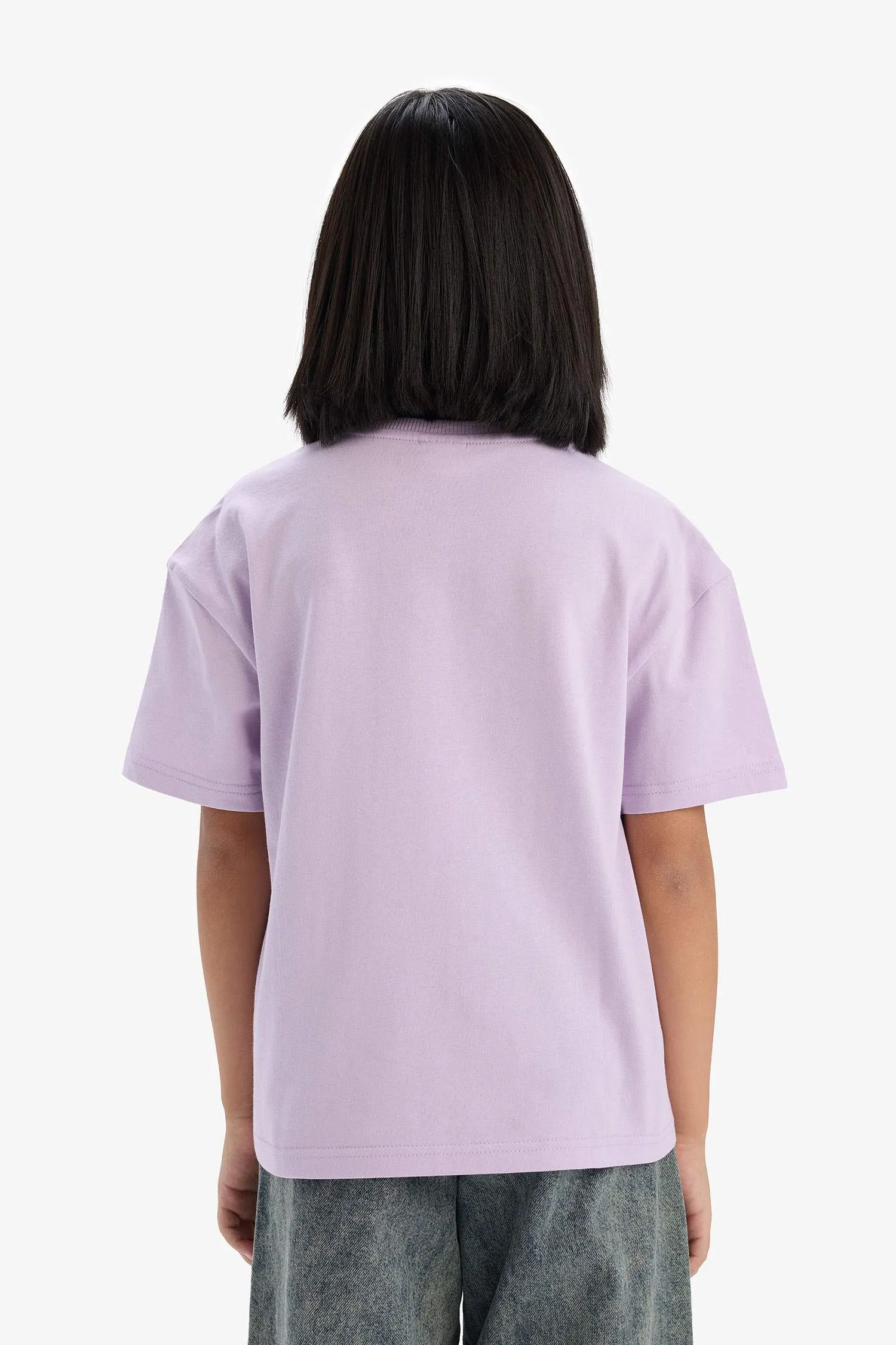 Girl Relax Fit Crew Neck Basic Short Sleeve T-Shirt