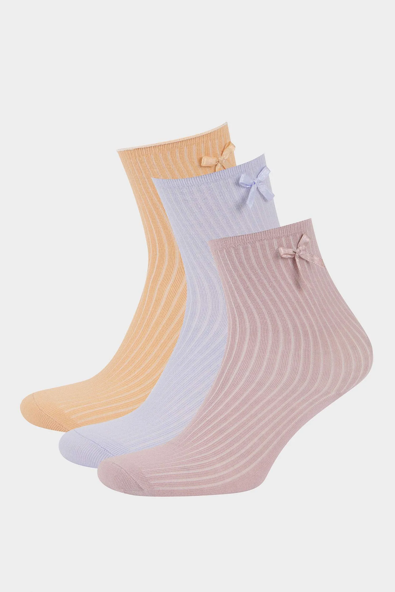 Girl Ribbon 3 Pcs Cotton Long Socks