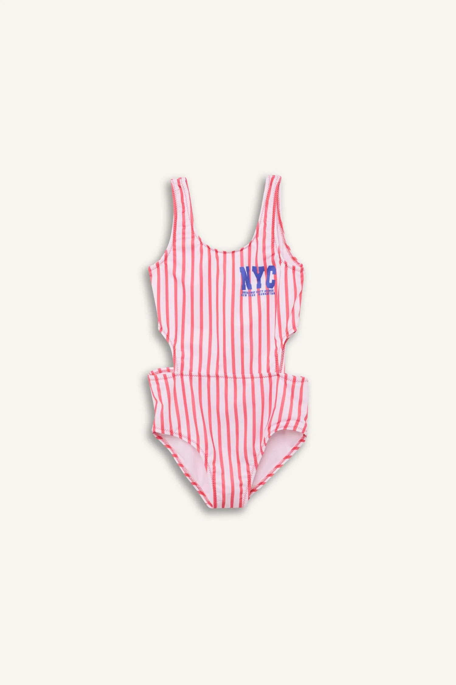 Girl Slim Fit Striped Mayo