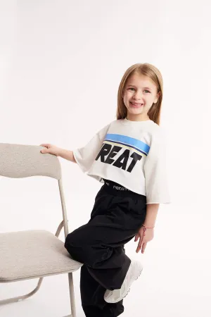 Girl Slogan Printed Sweatshirt Fabric T-Shirt