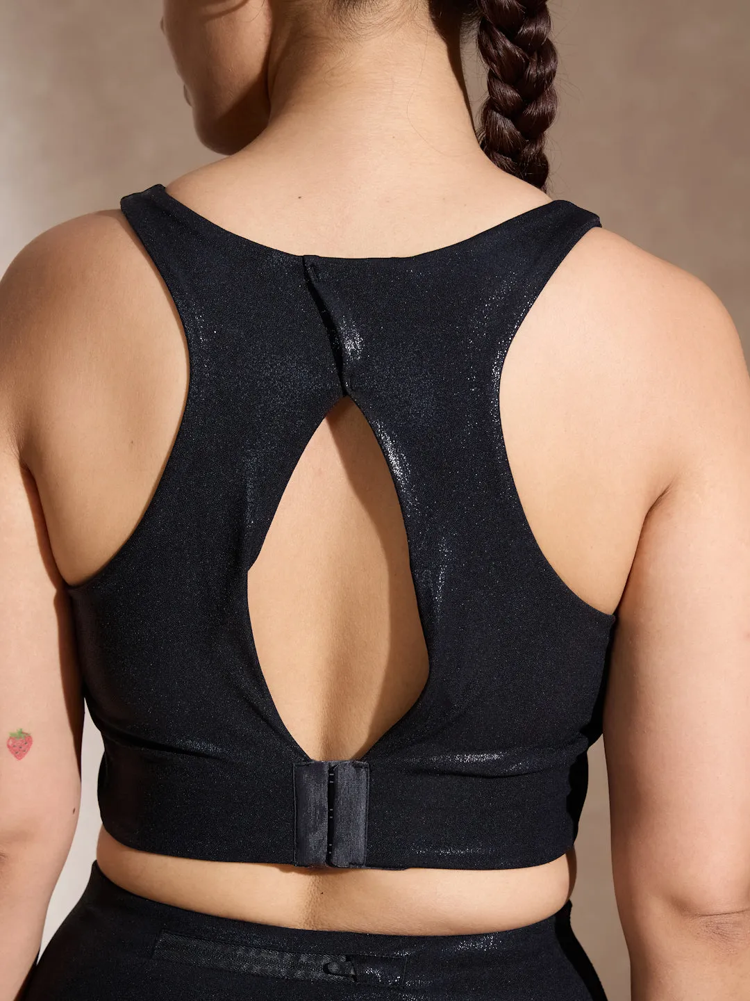 Gloss Bra & Ath Track Leggings Shiny Black