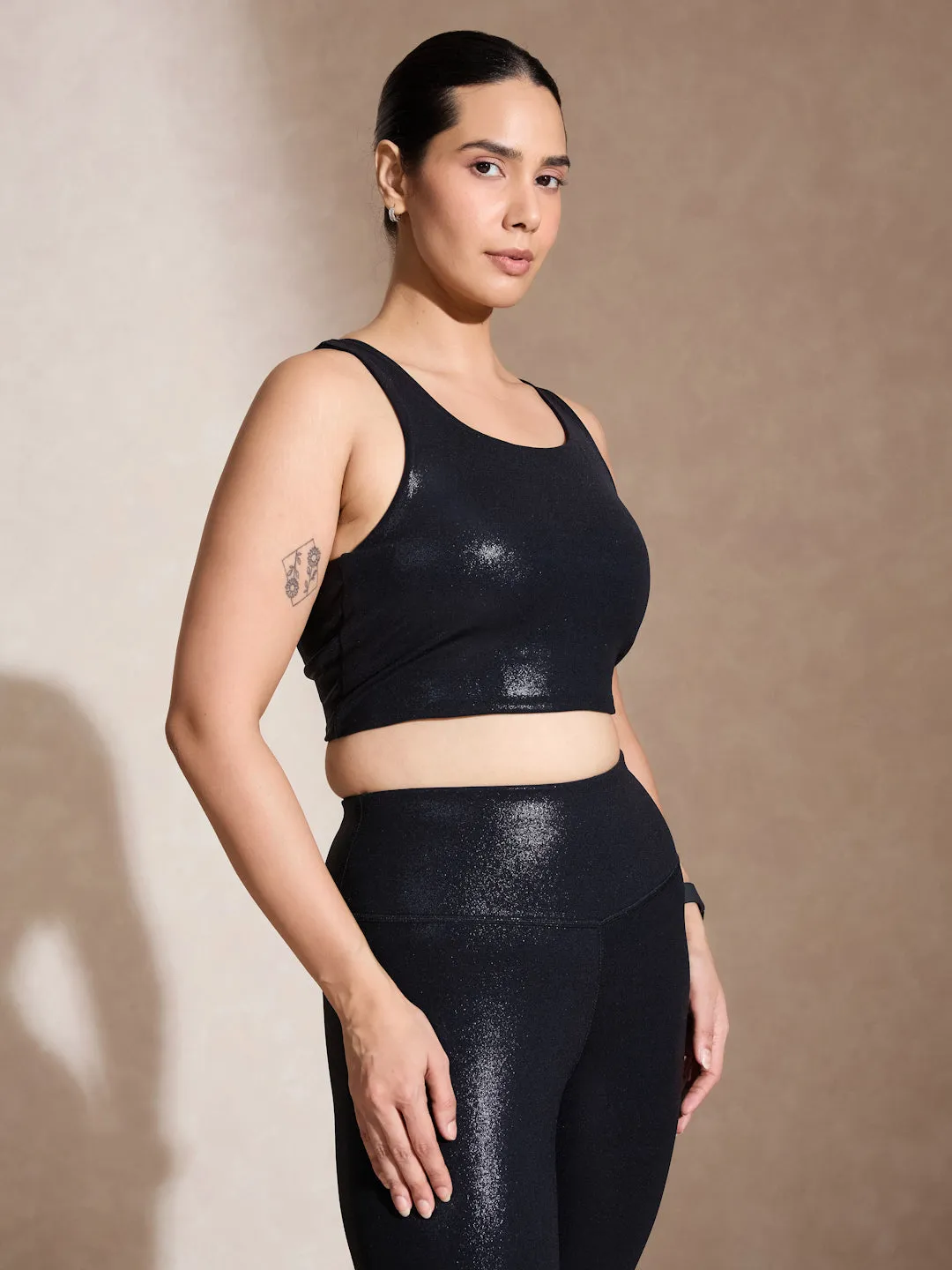 Gloss Bra & Ath Track Leggings Shiny Black