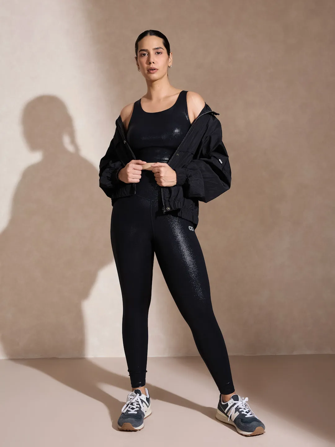 Gloss Bra & Ath Track Leggings Shiny Black