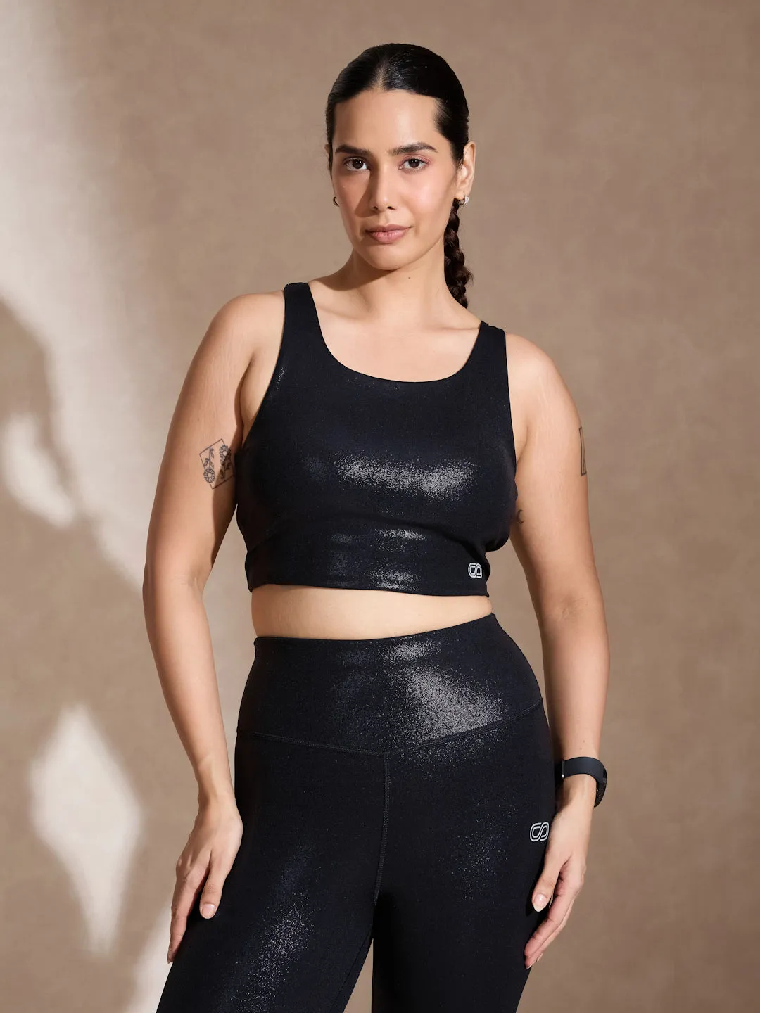 Gloss Bra & Ath Track Leggings Shiny Black
