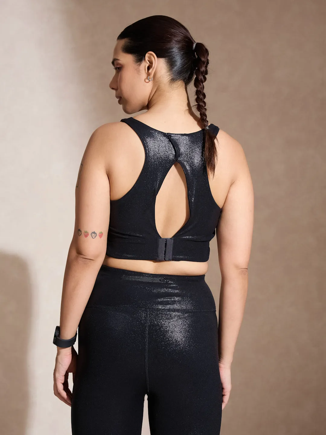 Gloss Bra & Ath Track Leggings Shiny Black