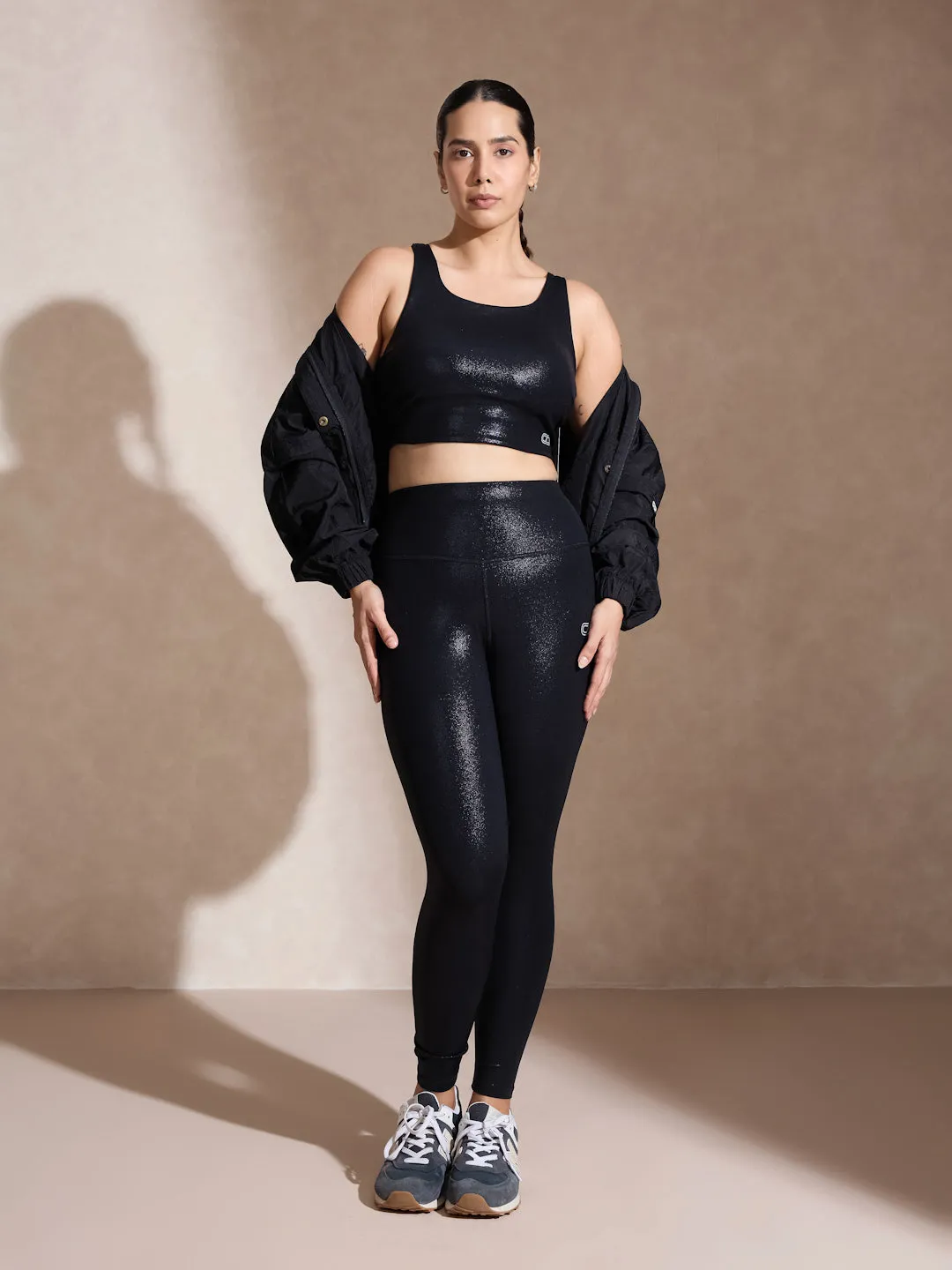 Gloss Bra & Ath Track Leggings Shiny Black