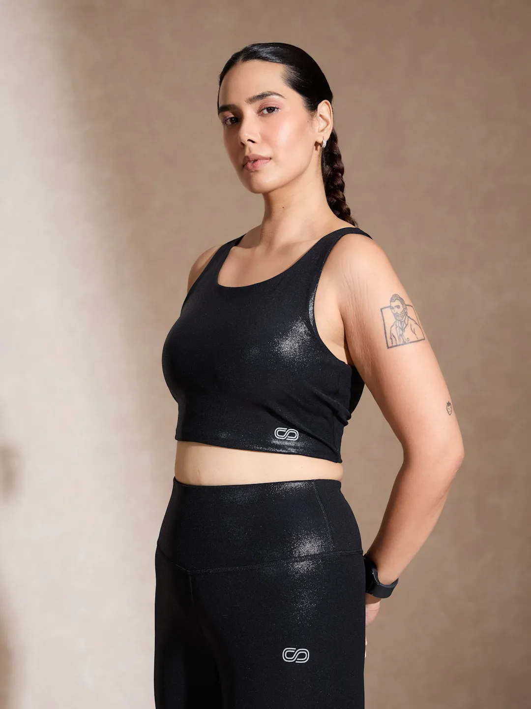 Gloss Bra & Ath Track Leggings Shiny Black