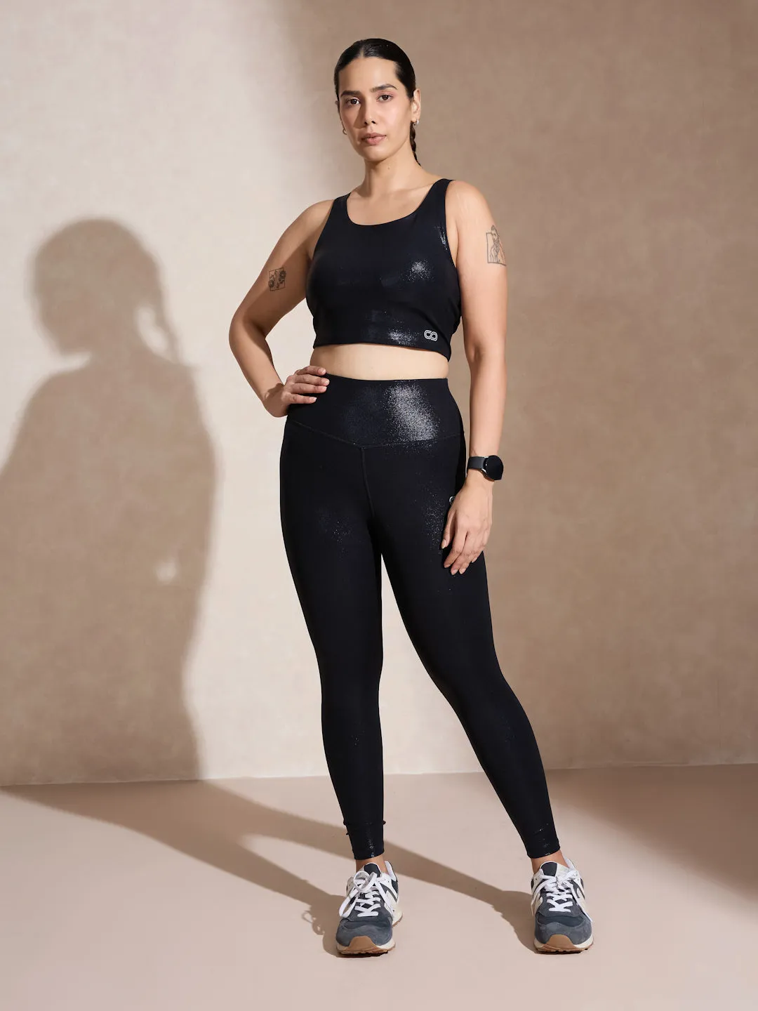 Gloss Bra & Ath Track Leggings Shiny Black