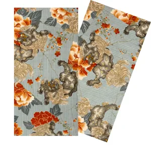 GREY & RUST DRAGON STRIPE NAPKIN SET