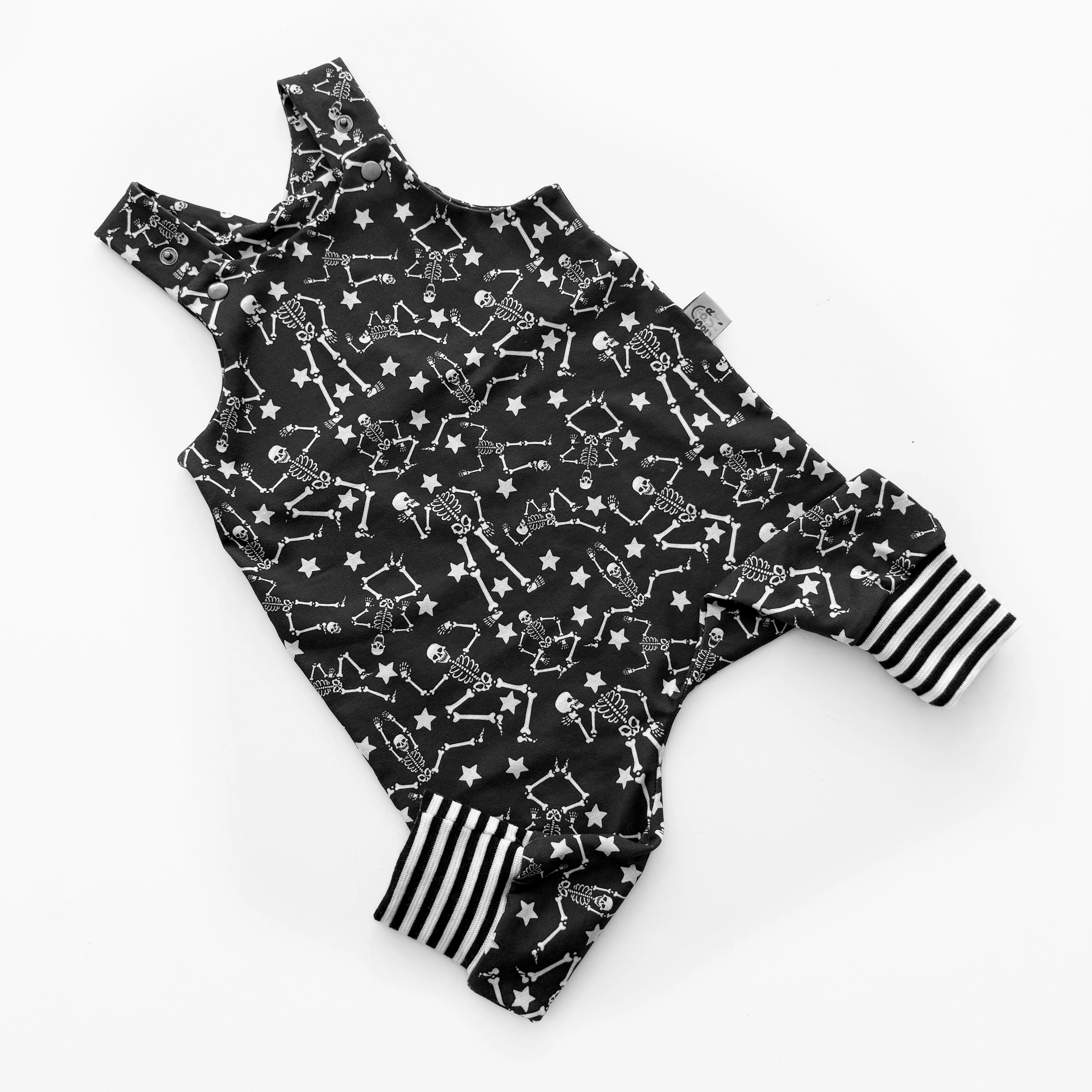 Halloween Skeleton Organic Dungarees | Kids Unisex Romper | Baby Dungarees