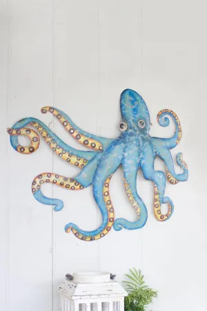 Hand-hammered Recycled Metal Octopus Wall Hanging