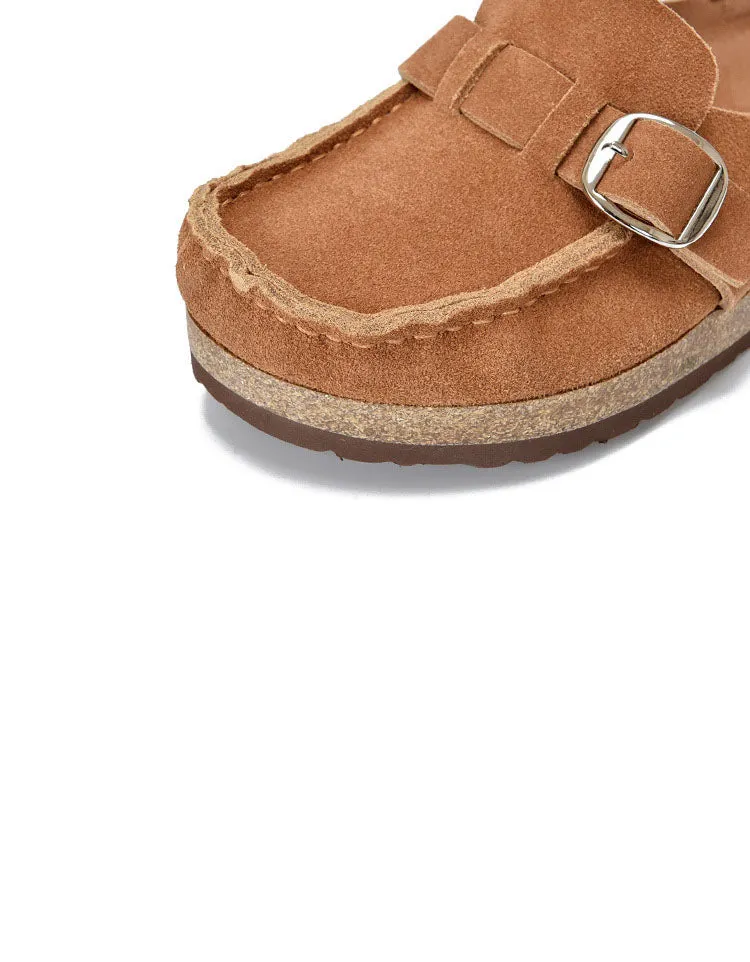 Handmade Real Leather Suede Clogs Slippers