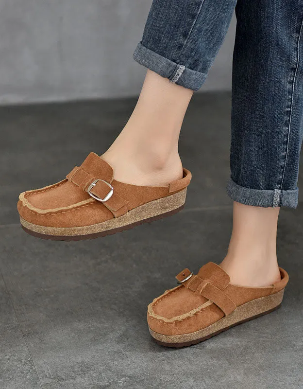 Handmade Real Leather Suede Clogs Slippers