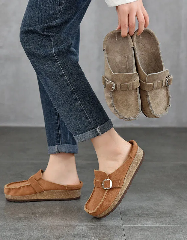 Handmade Real Leather Suede Clogs Slippers